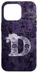 Coque pour iPhone 16 Pro Jolie rose florale violette avec monogramme lettre D