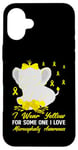 Coque pour iPhone 16 Plus Sensibilisation à la microcéphalie I Wear Yellow Ribbon Elephant