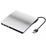 Lecteur CD/DVD externe pour ordinateur portable,graveur portable,lecteur USB Type-C et USB 3.0,interface Touriste,transfert de données à grande vitesse,enregistreur - Type USB3.0 Sliver