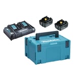 Batterisett Makita LXT 2xBL1860B + DC18RD 18V 2x6Ah