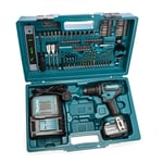 Makita 18v LXT DHP485 Combi Drill with 1 x5ah Battery and 101 Piece DHP485STX5