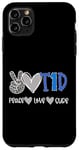 Coque pour iPhone 11 Pro Max Peace Love Cure : sensibilisation au diabète de type 1 (T1D)