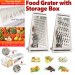 2 in 1 Cheese Grater with Container Cheese & Vegetable Shredder Stainless Steel