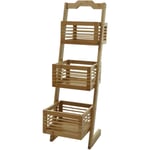 HHG - jamais utilisé] Étagère 854, Étagère sur pied Étagère de salle de bain avec 3 paniers, bambou 77x23x30cm