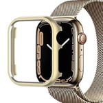 Miimall Coque Compatible avec Apple Watch Series 9/8/7 45 mm, Cadre en métal en Alliage d'aluminium, Coque de Protection Ultra Fine pour Apple Watch 45 mm - Or