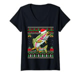 Womens Rainbow Trout Fish Christmas Lights Santa Ugly Sweater Xmas V-Neck T-Shirt