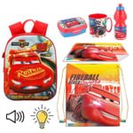 Cars Disney Lumière LED Sac à Dos 3D Maternelle École Gourde Brot Canette, Boîte