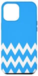 Coque pour iPhone 14 Pro Max Motif rétro zigzag chevron bleu et blanc