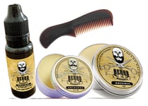 Mens Beard Grooming Set Beard Oil Balm Moustache Wax Mini Comb Styling Care Kit