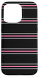 Coque pour iPhone 15 Pro Max Noir Rose Gris Rayé Girly Esthétique Preppy Stripe