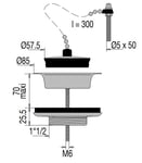 Bonde d’évier Laiton D60 70l/min avec bouchon-chaînette pour evier grès- VALENTIN - 00 352200 000 00