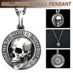 Memento Mori Skalle Hänge Halsband Män Gothic Punk Smycken Present Tillbehör