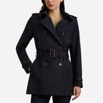 Double Breasted Cotton Blend Trench Coat - Dk Navy