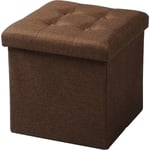 Tabouret pouf coffre Boîte de rangement repose-pied cube, siège pliable, 37, 5x37, 5x38cm, Brun - Woltu