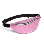 Fanny Pack för barn, glittrande midjeväska, glänsande väskor med justerbart bälte för barn, sport, löpning, camping, resor