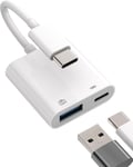 Adaptateur USB C vers USB 3.0 - Accessoire (2 en 1) - Type C - Adaptateur de charge OTG - Adaptateur de charge - Prise Thunderbolt Jack - Chargeur rapide - Compatible avec Samsung Tab Lite MacBook