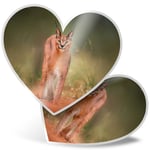 2 x Heart Stickers 7.5 cm - Caracal African Lynx Cat  #3170