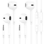 2 Pack Wired Headphones, Noise Cancelling In-Ear Headphones with Microphone and Music Control, Universal 3.5mm HiFi Stereo Earphones Compatible with iPhone, iPod, Samsung, PC, Tablets, Android, MP3