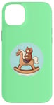 Coque pour iPhone 14 Plus Chat sur cheval à bascule