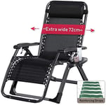 TGTGH Sun Lounger Garden Chairs Foldable Deck Chair Zero Gravity Chair Heavy Duty People, Extra Wide Patio Recliner Sun Lounger, for Beach Sunbathing Support 200Kg (Color, Silver),Black
