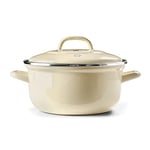 BK Indigo Cocotte Ronde Allemande Emaillée Héritage Néerlandaise avec Couvercle avec Revêtement Antiadhésif en Céramique Sans PFAS, 26 cm/5.2 Litre, Induction, Va au lave-vaisselle et au four, Crème