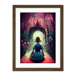 Doppelganger33 LTD Alice In Wonderland Through Looking Glass Enchanted Pink Forest Artwork Framed Wall Art Print 18X24 Inch