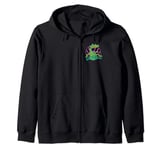 Rugrats Cute Reptar Retro Small Left Chest Pocket Kanji Logo Zip Hoodie