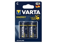 Varta Energy C, Engångsbatteri, Lr14, Alkalisk, 1,5 V, 2 Styck, 50 Mm