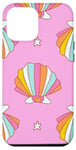 iPhone 12 Pro Max Cute Seashells Ocean Bright Rainbow on Pink Case