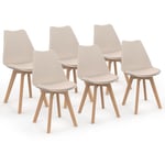 Idmarket - Lot de 6 chaises scandinaves sara beige pour salle à manger