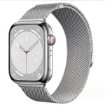 Milanese se metall magnetiskt klockarmband, lämplig för Apple Watch-armband iwatch serie 9 3 6 5 SE 7 8 Ultra 2 silver 42mm/44mm/45mm/49mm