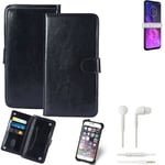 CASE FOR Motorola One Zoom FAUX LEATHER + EARPHONES PROTECTION WALLET BOOK FLIP 