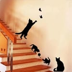 Stickers,Chats Jouant Catching Home Vinyl Wall Sticker Décor Decal Mural Kitchen Animaux Papier Peint décoration Enfants Chambre