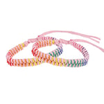 mumbi Lot de 2 bracelets d'amitié/surfeur tressé rose arc-en-ciel