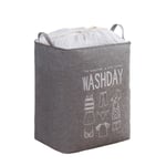 Stor hopfällbar tvättkorg med handtag 75L - Linne- och bomullsvävd tvättkorg för smutsig tvätt i hemmet (grå)