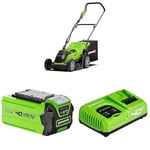 Bundle of Greenworks G40LM35 Tondeuse à Gazon sans Fil pour Pelouses Jusqu'à 400m² +Chargeur de Batterie Greenworks G40UC5 + 2 X Greenworks Batterie 40V G40B2