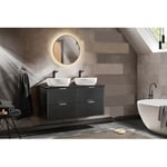 Meuble double vasque Bobochic Meuble de salle de bain 120 cm hilona noir avec vasques à poser Gris