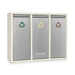 KLARSTEIN Poubelle écologique Triple tri sélectif & Recyclage (Grande contenance de 45 L répartie sur Trois récipients de 15 L chacun) - Beige