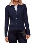 GRACE KARIN Gilet Court Femme Boléro de Soiree Chic Gilet Femme Business Manches 3/4 Elégant Bleu Foncé XXL