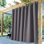 StangH Extra Wide Outdoor Curtain for Porch, Heavy Duty Rust Proof Grommet Top Outdoor Drape, Waterproof Sunlight Block Out Shades for Garden/Back Yard, Grey, W100 x L95, 1 Panel