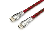 Gamium Cable HDMI 2.0 Ultra HD 4k Lumineux en Nylon Tressé - High Speed par Ethernet Full HD 1080P / 2160P 60Hz 3D TV PS4 - Câble Triple Blindage - Connecteurs plaqués - 1.5M -  Rouge - Neuf