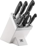 ZWILLING Self-Sharpening Knife Block, 7 Piece, Stainless Steel, White