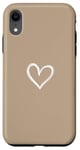 Coque pour iPhone XR Beige sable foncé – Cœur mignon simple chic bohème dessiné à la main