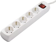 Multiprise 5 Prises 16A avec Interrupteur (Rallonge multiprises 1.4m, Bloc 5 Prises Type F Schuko, 3500W Max, Idéal Bureau PC luminaires, Atelier, Meuble TV, Garage) Blanc