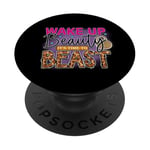 Wake Up Beauty It's Time To Beast Inscription amusante PopSockets PopGrip Adhésif