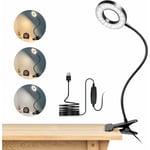 Rhafayre - Lampe de Bureau à Pince 48 led Flexible à 360°Lampe Lecture Clipsable 3 Modes d'Éclairage &10 Niveaux de Luminosité Lampe Bureau Led usb