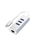 USB-C Aluminium hub - 3 port USB 3.0 + Ethernet Silver USB hub - USB 3.0 - 3 ports - Sølv