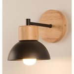 Applique Murale Nordique Moderne Lampe Murale Bois Métal Applique Murale D'Intérieur Minimaliste, Noir E27 Pour Chambre à Coucher, Café, Bureau