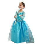 ELSA & ANNA Robe Princesse pour Filles - Déguisement Reine des Neiges pour Filles - Robe Princesse Filles pour Fêtes, Anniversaires, Déguisements & Halloween - Deguisement Robe de Princesse - 6-7 Ans