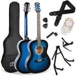 3rd Avenue Pack Guitare Acoustique 4/4 Taille Standard pour Débutants, Housse, Médiators, Jeu de Cordes de Rechange, Stand, Sangle, Capodastre – Bleu